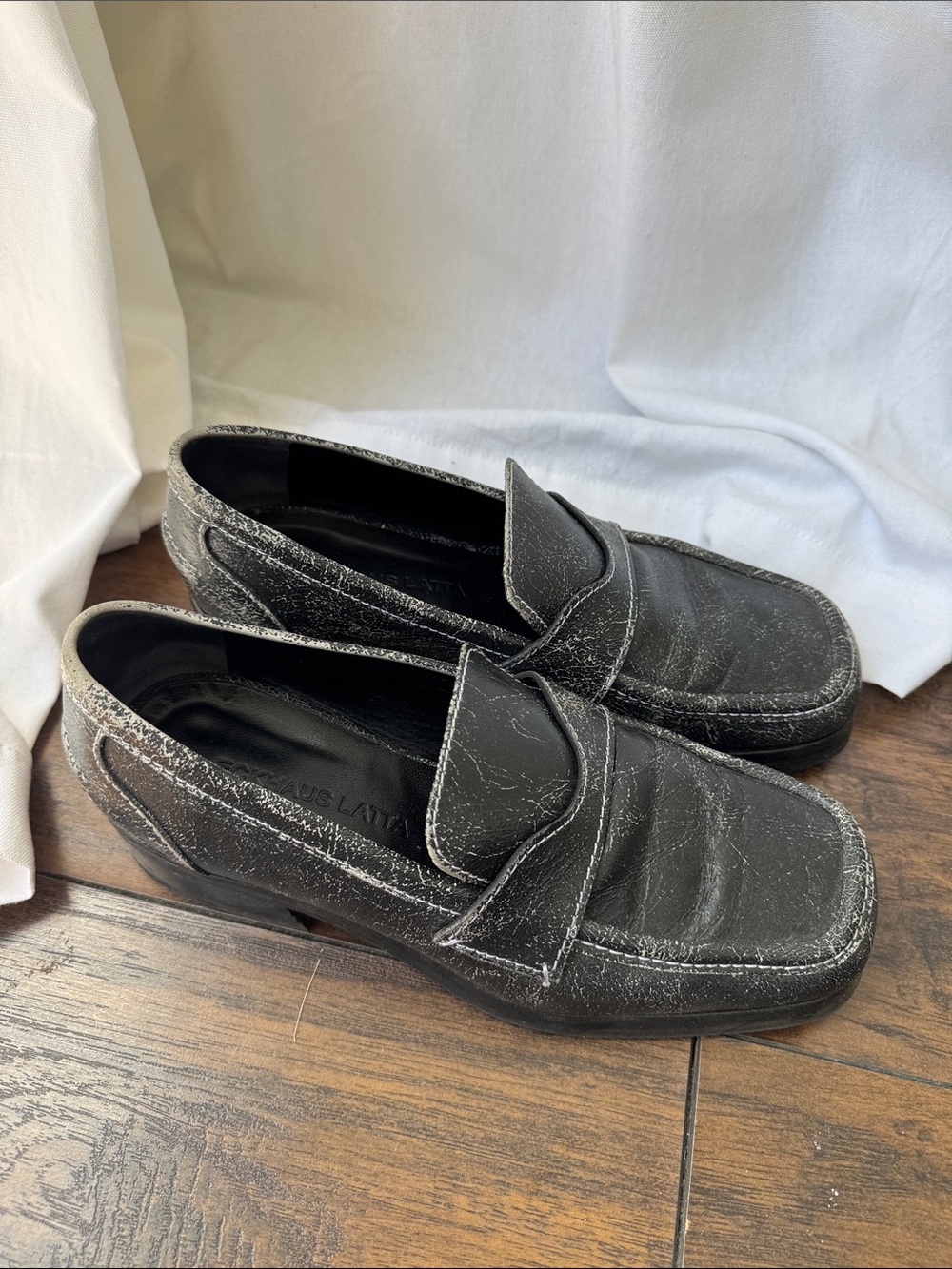 Eckhaus Latta Black Leather Loafers